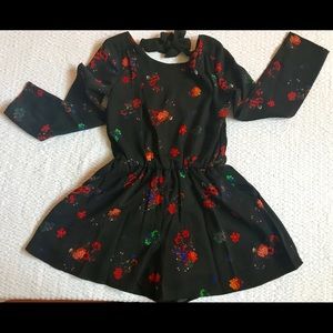 Darling Floral Print Girls Black Print Romper